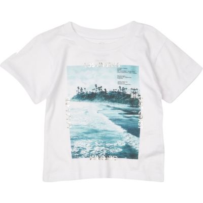 Mini boys white Los Angeles print t-shirt